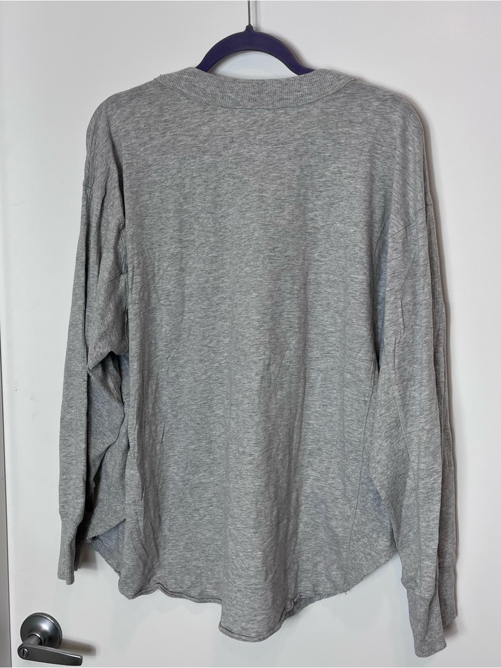 Aerie Oversized Lightweight Gray Long Sleeve Sweater Shirt Large Cotton - Picture 5 of 5